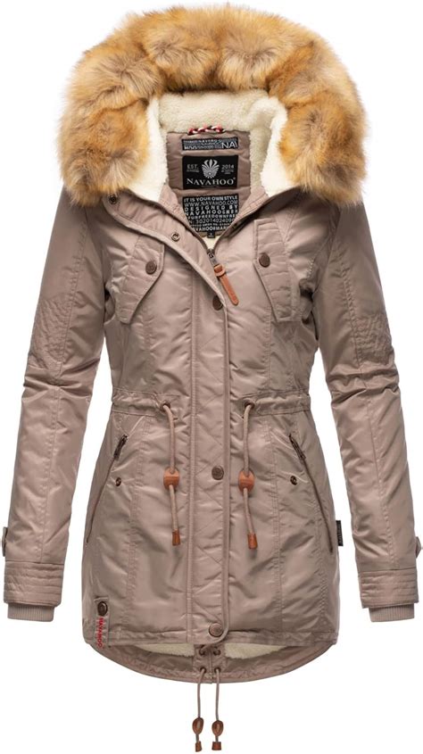 Navahoo Warme Damen Winter Jacke Teddyfell Winterjacke Parka Mantel