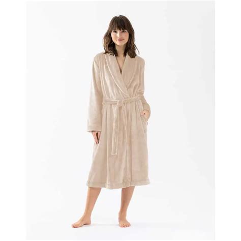 Plush Flannel Twill Bathrobe Essentiel In Shell Lingerie Le Chat