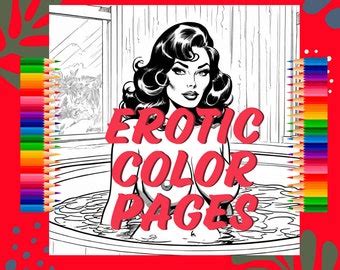 Erotica 7 21 Coloring Pages Naked Women Pinup Bimbo Erotic Coloring Pages Adult Coloring