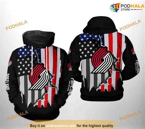 Portland Trailblazers Nba Us Flag Team Nba Hoodie 3d Bring Your Ideas