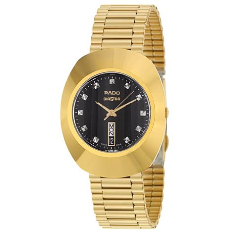 Rado Mens R12304153 Original Crystal Gold Tone Stainless Steel Watch