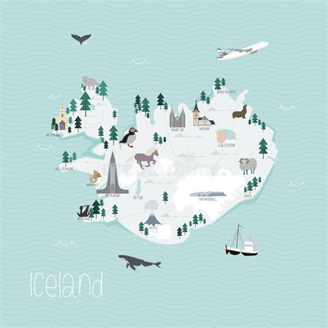 Iceland Landmarks Vector Icons Set Stock Vector Illustration Of