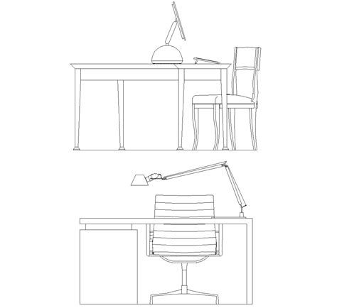 Ev masası ve ofis masası DWG CAD Blok Ücretsiz İndir