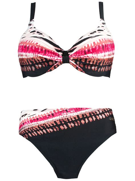 Naturana Naturana Fuchsia Printed Ruched Underwired Bikini Set