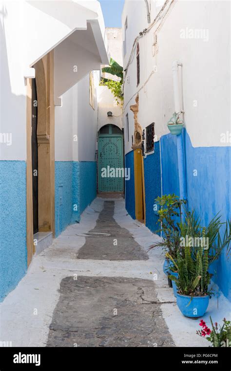 Narrow Streets Of Kasbah Des Oudaia In Rabat Capital City Of Morocco