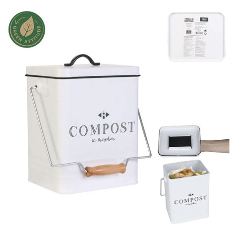 Boite De Compost Litres Bois Et Acier Inoxydable Pas Cher Auchan Fr