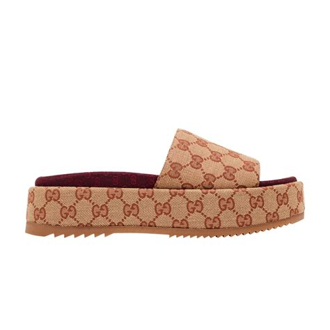 Buy Gucci Wmns GG Slide Sandal Monogram Beige Brick Red 573018