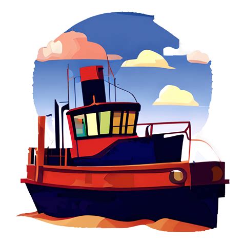 Old Tugboat In Harbour Graphic · Creative Fabrica