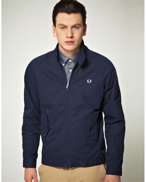 Fred Perry Fred Perry Light Weight Harrington Jacket In Blue For Men Lyst