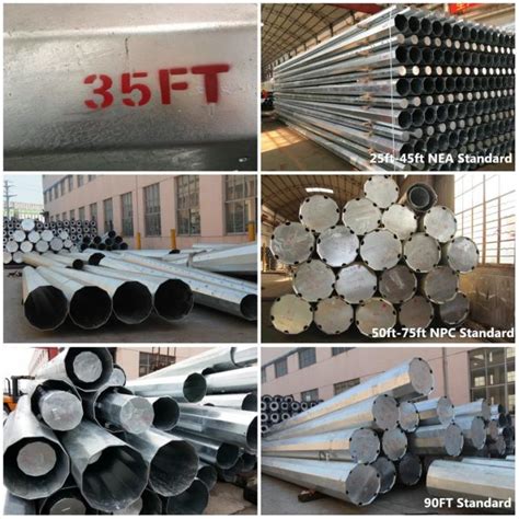 Straight Tensile Hot Dip Galvanized Steel M Octagonal Metalic Pole With Electrical Accessories