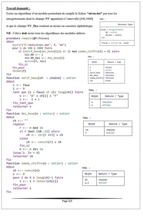 Bac Sc De L Informatique Algorithme Et Programmation Devoirs De