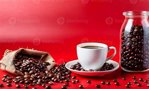 Ai Generated Cup Coffee Beans Hot Coffee Espresso Coffee Cup With