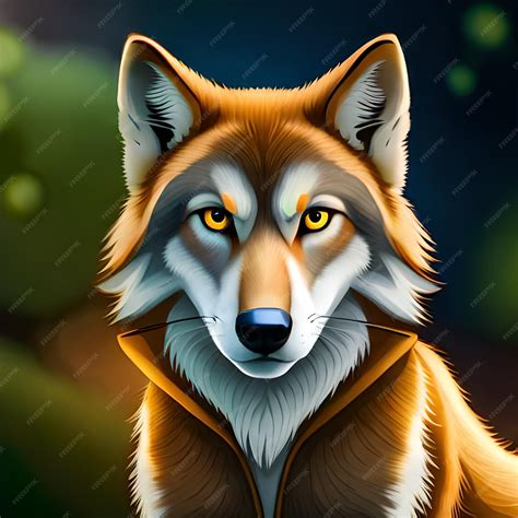 Premium AI Image | A drawing of a wolf with yellow eyes and a black ...