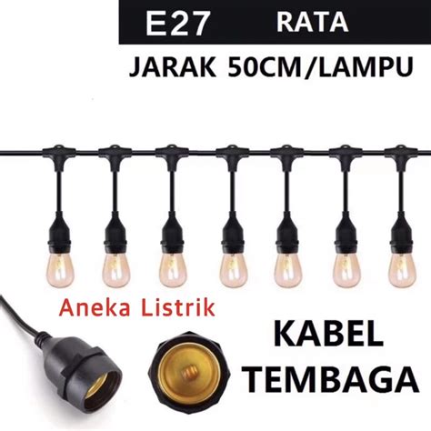 Jual KABEL FITTING LAMPU GANTUNG E27 10 METER 10 FITTING OUTDOOR TAMAN