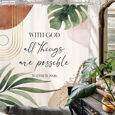 Boho Bible Verse Shower Curtain 60wx72l Inches Inspirational Scriptures