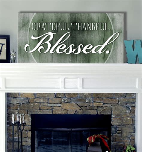 Christian Wall Art Grateful Thankful Blessed V2 Wood Frame Ready To