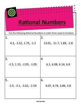 Compare & Order Rational Numbers (Decimals) by All-Star Math | TPT