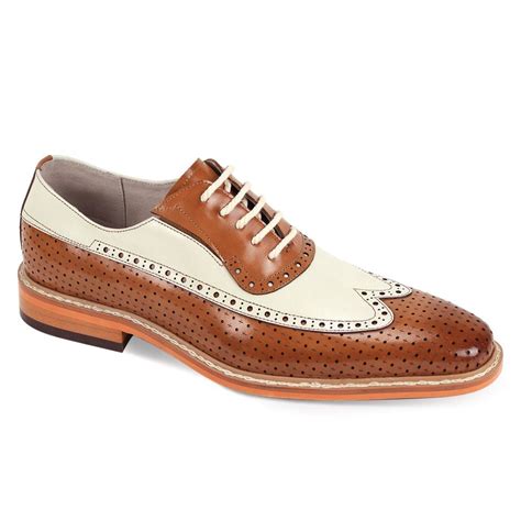 Giovanni Mens Outlet Leather Dress Shoe Wingtip With Perforations