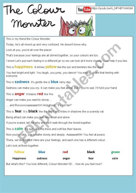 The Colour Monster Worksheets