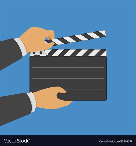 Black Opened Clapperboard In Hands Royalty Free Vector Image