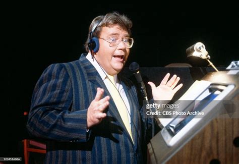 Pictured is announcer, Rod Roddy of the game show, PRESS YOUR LUCK ...