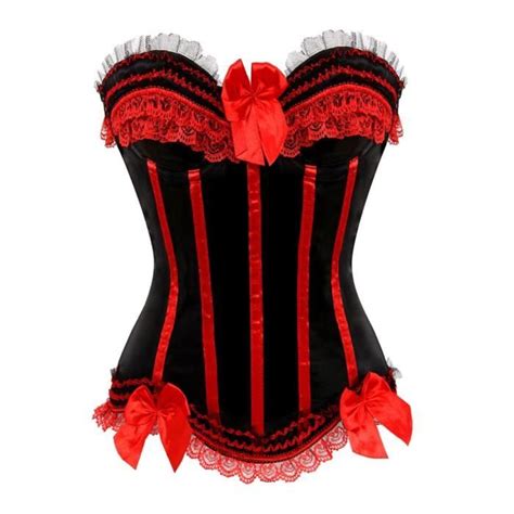 Bustier Femme Sexy Satin Corset Top Dentelle Bowknot Décoré Clubwear