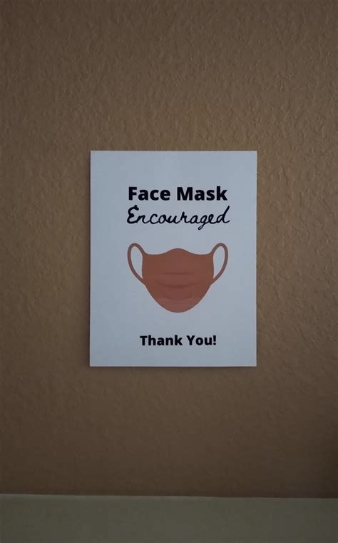 Face Mask Encouraged Printable Face Mask Sign Printable Etsy