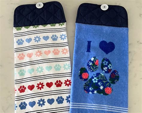 Hanging Kitchen Towels With Paw Prints Pot Holder Top Towel With