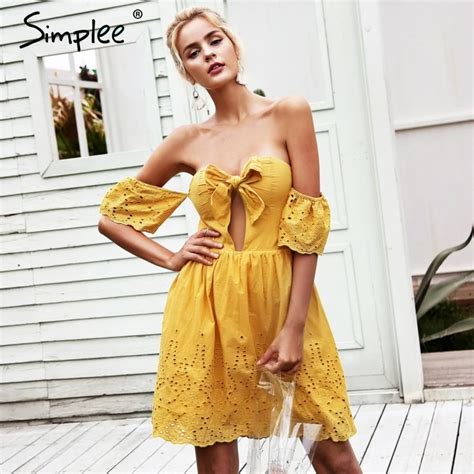 Buy Simplee Sexy Off Shoulder Summer Dress Hollow Out