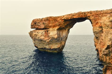azure window arched cliff  gozo island malta stock image image