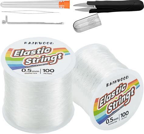 LORJE 2 Roll 100m Clear Elastic Beading ThreadsStretchy Bead Cord