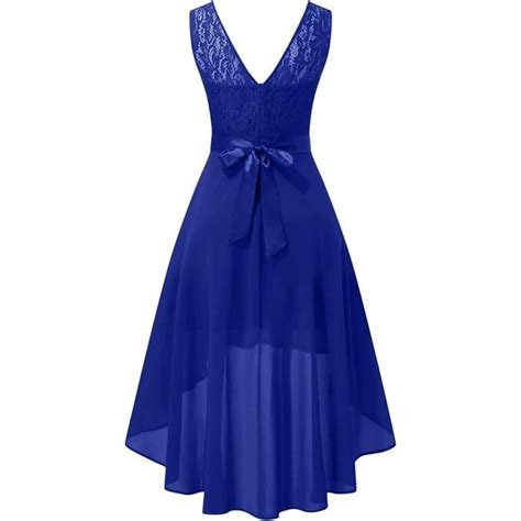 Robe en Dentelle pour Femme Soirée Cocktail Bal High Low Jupe