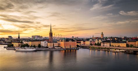 4k Stockholm Sweden Houses Rivers Marinas Ships Sky Hd