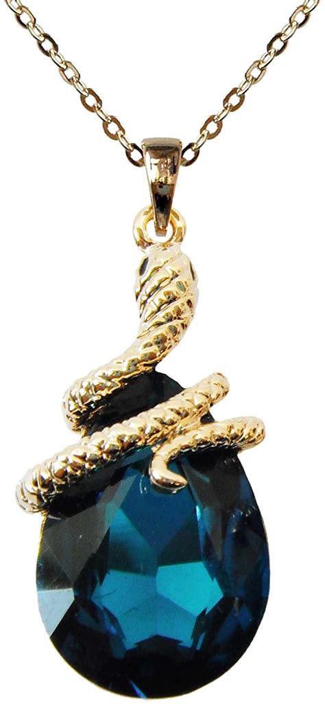 Navachi K Gold Plated Water Drop Crystal Multicolor Zircon Snake