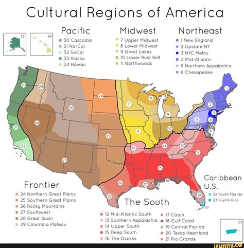 Cultural Regions Of America Pacific Midwest Northeast I Ml Upstate E Y