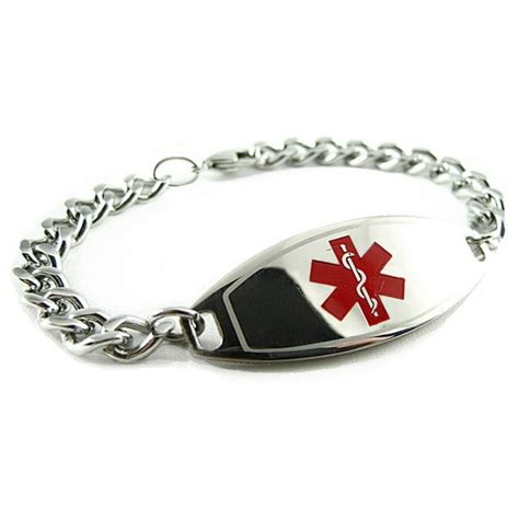 My Identity Doctor Myiddr Pre Engraved Breast Cancer Medical Alert Bracelet Stainless Steel