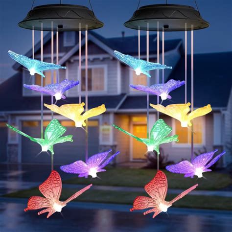 Arlmont And Co Shavina Butterfly Solar Wind Chimes Outdoor Halloween