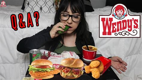 Wendys Mukbang Cheeseburger Chicken Nuggets Chili Chicken Sandwich