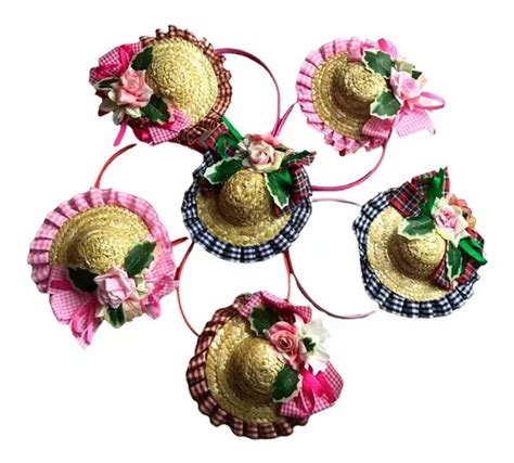 Kit 2 Tiara Arquinho Menina Caipira Chapeu Festa Junina Parcelamento