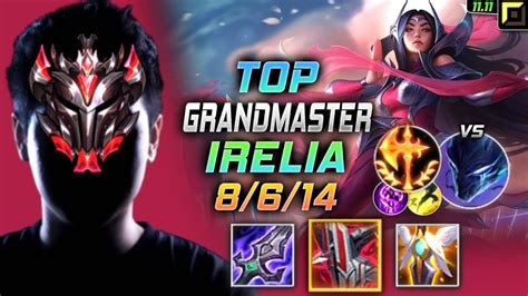 Grandmaster Irelia Top Vs Nocturne 천상계 탑 이렐리아 템트리 룬 몰왕 정복자 イレリア