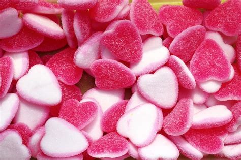 Bonbons Gélifiés En Forme De Cœur Blanc Rose Bonbon Photo Premium