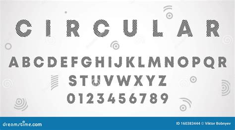 Alphabet Letters And Numbers Of Circular Design Round Lines Font