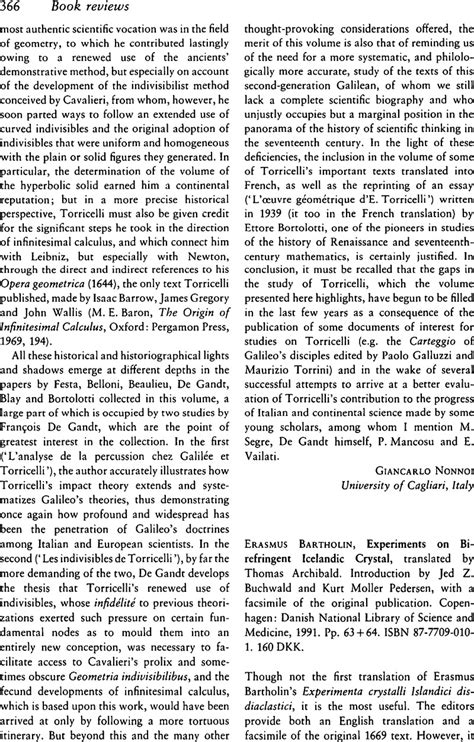 Erasmus Bartholin Experiments On Birefringent Icelandic Crystal