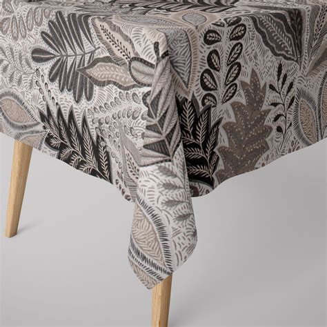 Dekostoff Jacquard Metallic Botanic Arty Blaetter Silber Grau