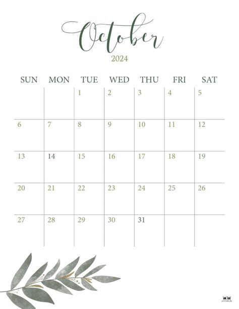 October 2024 Calendar Printable Cute Aesthetic Ashla Willette