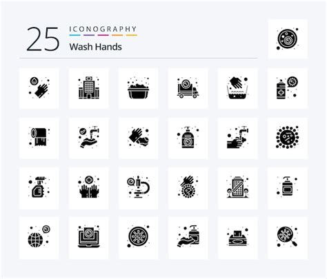 Free Vector Wash Hands Solid Glyph Icon Pack Including Hygiene