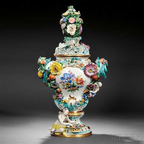 Meissen Porcelain Figural Potpourri Vase And Cover Th C Loza