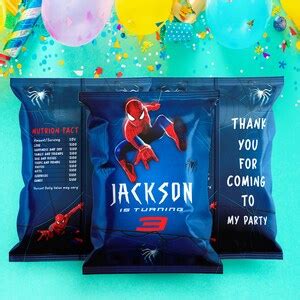 Spiderman Chip Bag Template Stickers Label Instant Editable Etsy