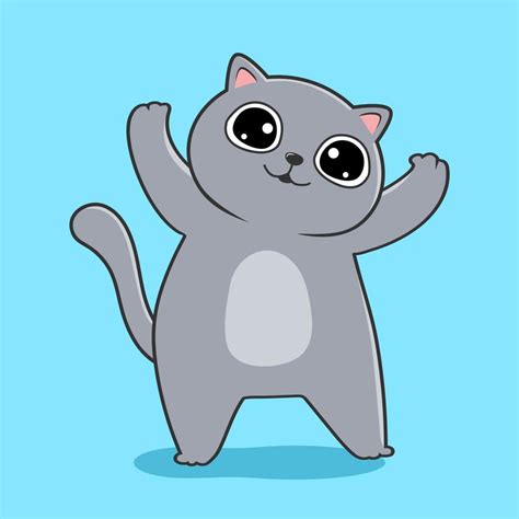 Grey Cat Dance Cute Dancing Gray Cat Kawaii 19526450 Vector Art At Vecteezy