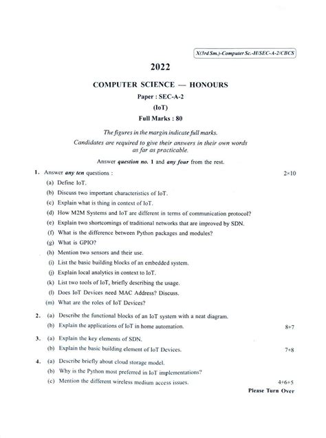 File Cu 2022 B Sc Honours Computer Science Semester 3 Paper Sec A 2